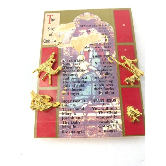 Vintage Gold Tone The Story of Christmas Pins - Picture 5 of 7